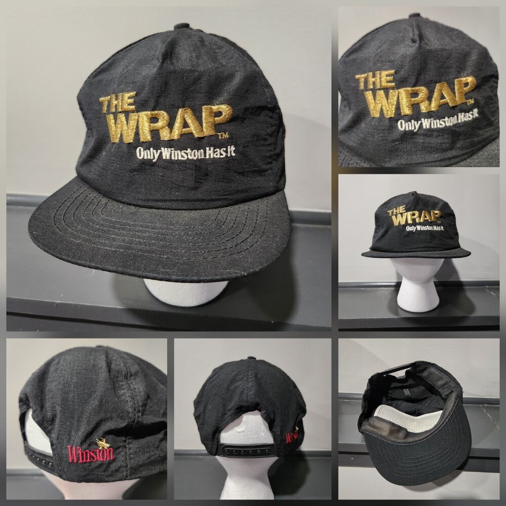 VTG‎ Only Winston Has It Cigarette Promo The Wrap Mens Black Snapback Hat Cap